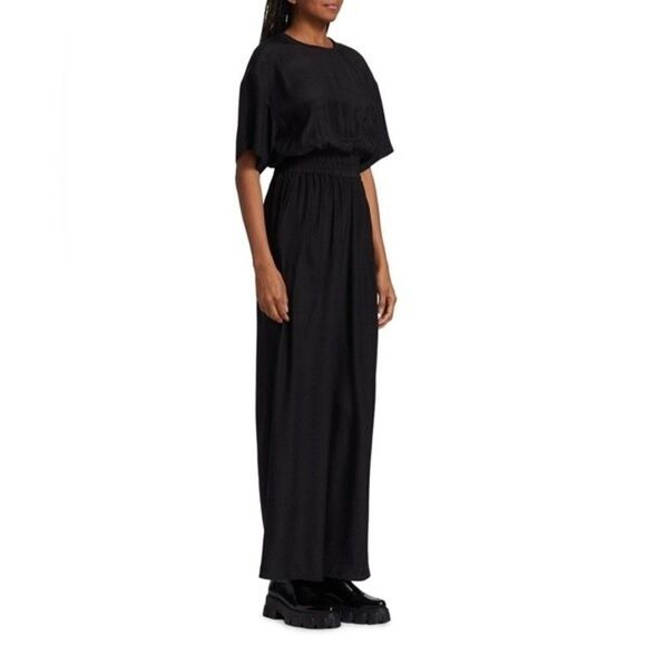 NWOT ATM Anthony Thomas Melillo 100% Silk Elastic Waist Black Jumpsuit SZ Small - Picture 5 of 15